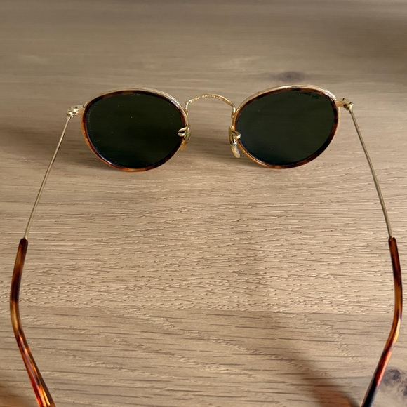 VINTAGE B&L RAY BAN SMALL ROUND METAL WITH TORTOISE W1675 TORTUGA SUNGLASSES - Picture 6 of 8